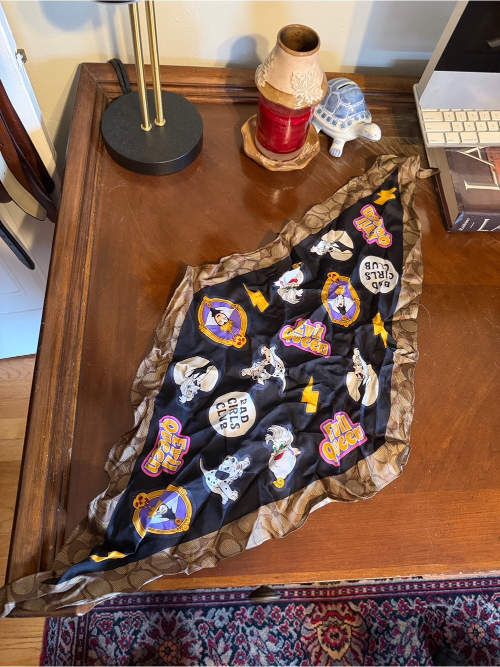Coach x Disney Villains Silk Black Diamond Scarf